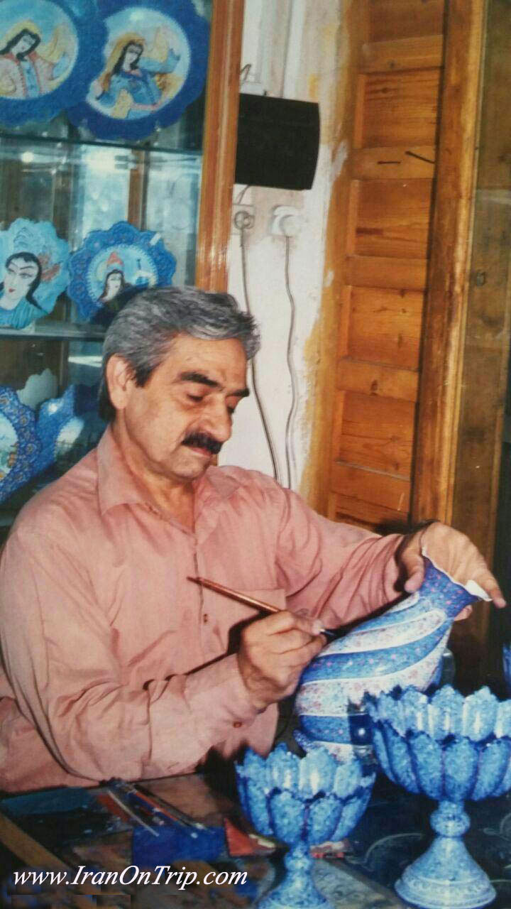 Mr. Akbar Ehtemam One of the most famous Enamelling or Minakari Artists in Iran